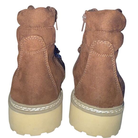 Madden Girl Tipper Brown Faux Suede Lace-Up Hiking Boots With Lug Sole Size 7.5 - Picture 4 of 7